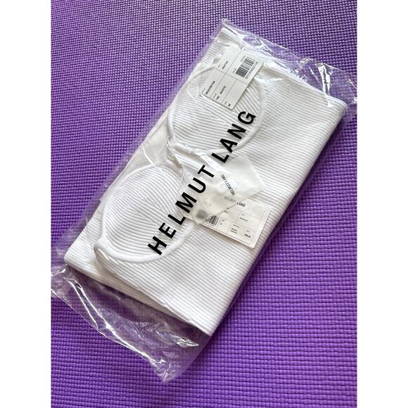 $265 New Helmut Lang White Off the Shoulders Top Sz M Womens stretch top - Picture 2 of 7